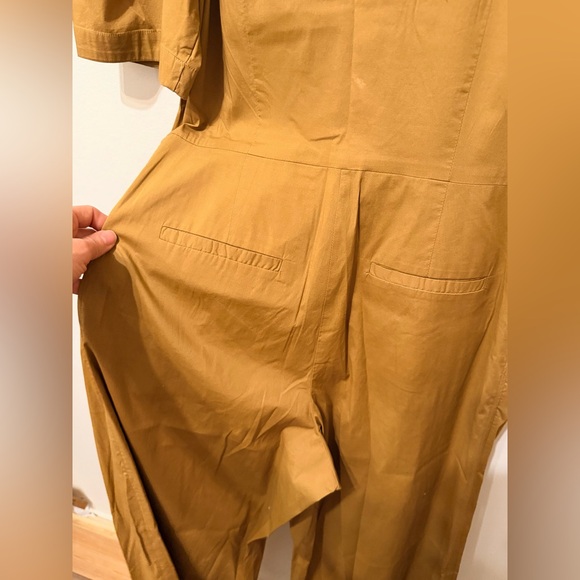 SEA Sienna Puff-Sleeve Stretch-Cotton Jumpsuit Tan Sz 4 - Picture 10 of 16